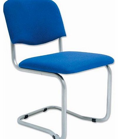Cantilever Chair Upholstered Stackable Seat W480xD420xH470mm Silver Frame Blue