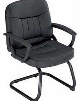 County Visitor Chair Leather Cantilever Back H500mm Seat W520xD480xH460mm Black