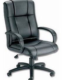 Intro Sussex Manager Chair Back H670mm W530xD520xH500-600mm Leather Black