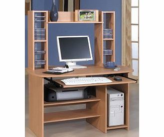 Launch Computer Workstation with 3 Shelves and CD Storage W1100xD600xH1440mm Beech