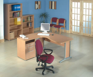 Launch Radial Workstation with 3-Drawer