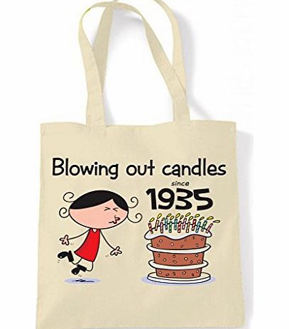 Tribal T-Shirts Blowing Out Candles Since 1935 Womens 80th Birthday Tote Shoulder Bag