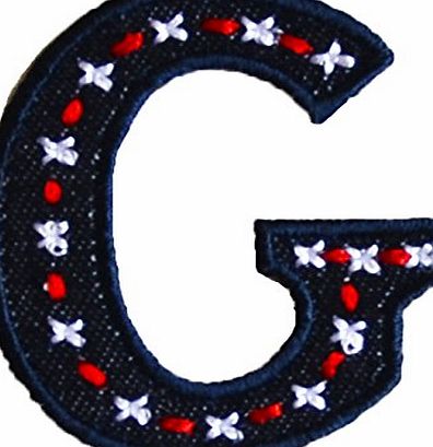 TrickyBoo G denim blue 5cm for jeans clothing fabric names crafts to iron on cap dresses pants idea personalise wall decorating sewing arts creative decoration fabric mend clothes room nursery boy girl to perso