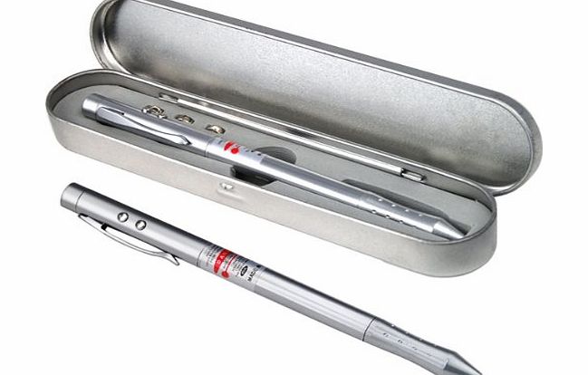 4 in 1 Red Laser Pointer Pen Silver PDA Stylus Led Teaching Gadget Pen