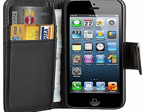 Black Leather Executive Wallet Flip Case Cover Card Pouch for Apple iPhone 4 4S Credit Card Holder
