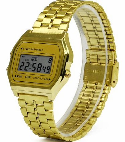 TRIXES Gold Band Retro 80s 90s Fashion Digital Wrist Watch