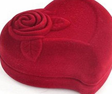 TRIXES Luxury Red Love Heart Flocked Ring Box Engagement Wedding Proposal