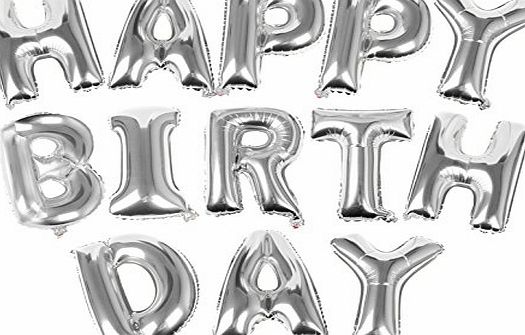 TRIXES Silver HAPPY BIRTHDAY Balloon Letters
