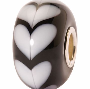 Trollbeads Heart Glass Bead, White/Black