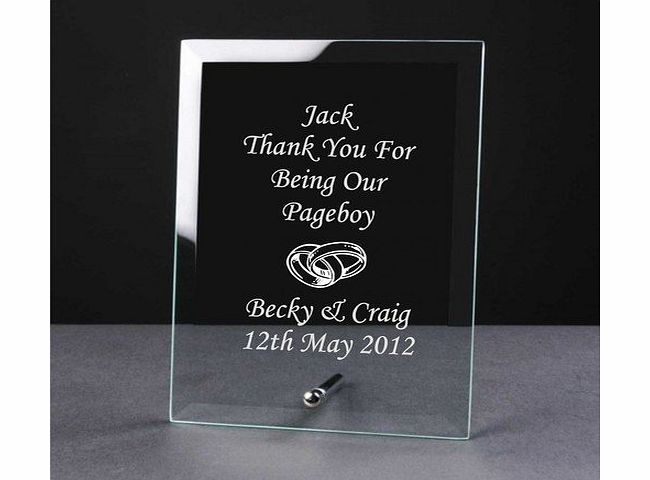 Trophy 6`` Glass Plaque personalised with your own text/message Ideal for Weddings, Anniversaries etc JC002A