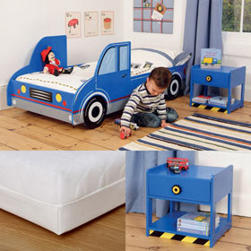 Truck Toddler Bed and Bedside Table, with
