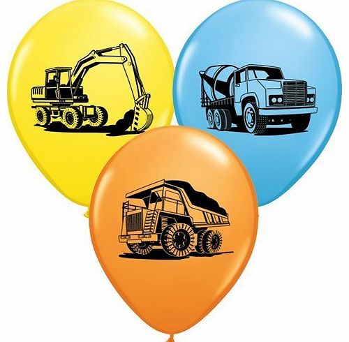 Trucks & Diggers/Under Construction Party Trucks & Diggers Party Construction Trucks Assorted 11`` Latex Balloons x 5