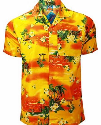 True Face Mens Boys TrueFace Hawaiian Short Sleeve Summer Beach Printed Shirts Generous Fit