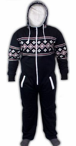 Mens Womens Boys Girls Hooded Zip Playsuit Onesie Plain & Aztec Print All In One Piece Jumpsuit, To Fit Chest Size (Inches): XXS = 32-34`` XS = 34-36`` S = 36-38`` M = 38-40`` L = 40-42`` XL = 42-44``