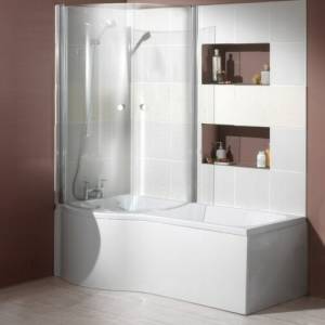Trueshopping 1700mm Shower Bath with Two Curved