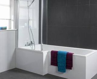Trueshopping 1700mm Square Bathroom Shower Bath Inc Front