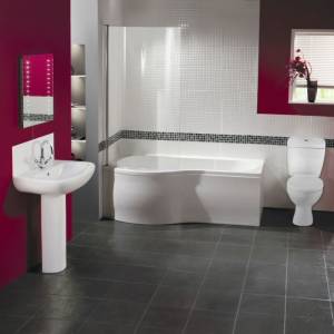 Trueshopping B Shape 1700mm 4 Piece Shower Bath Suite Screen