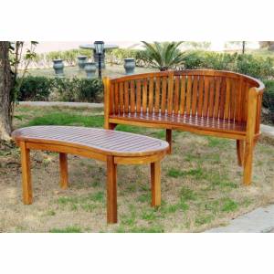``Grange`` Curved  Bench and Coffee