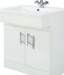 Trueshopping Modern Stylish Bathroom White Gloss Vanity Unit