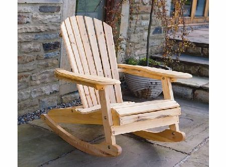 Trueshopping Outdoor Garden / Patio / Lawn Adirondack Vintage ``Bowland`` Rocking Rocker Chair Natural Wood Finish Perfect for Indoor Or Outdoor and Easy To Assemble
