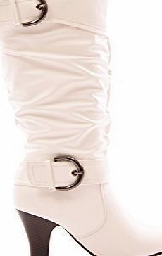 Truffle LADIES WOMENS SLOUCH BOOTS MID HEEL SHOES SIZE White S2 5_uk