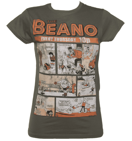 Ladies Charcoal Vintage Beano Comic Cover T-Shirt