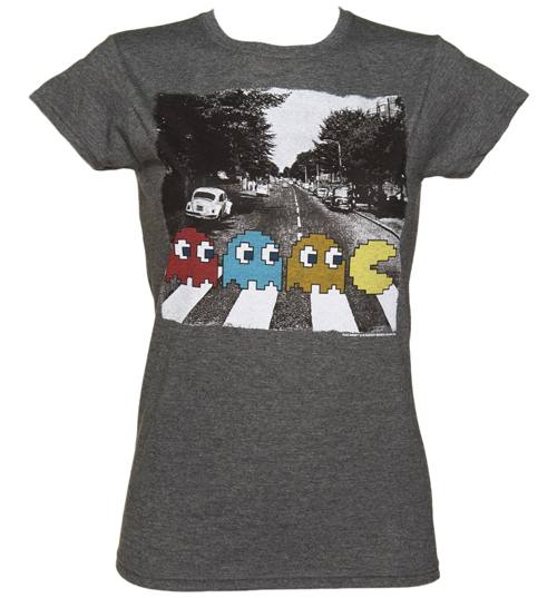 Ladies Dark Heather Pac-Man Abbey Road T-Shirt