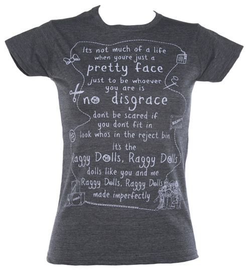 Ladies Dark Heather Raggy Dolls Theme Tune T-Shirt