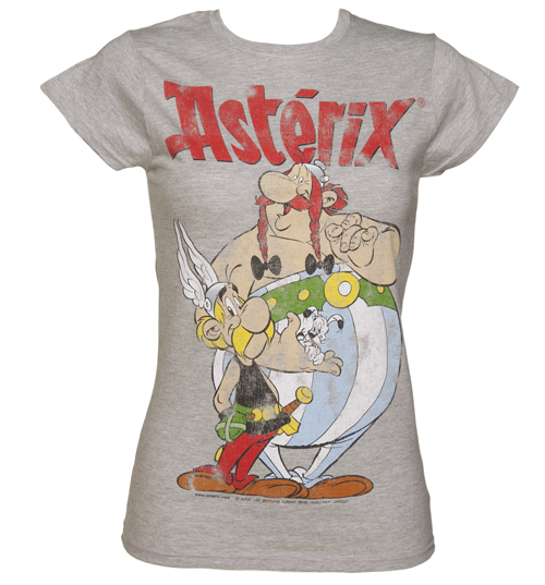TruffleShuffle Ladies Grey Asterix and Obelix Vintage T-Shirt