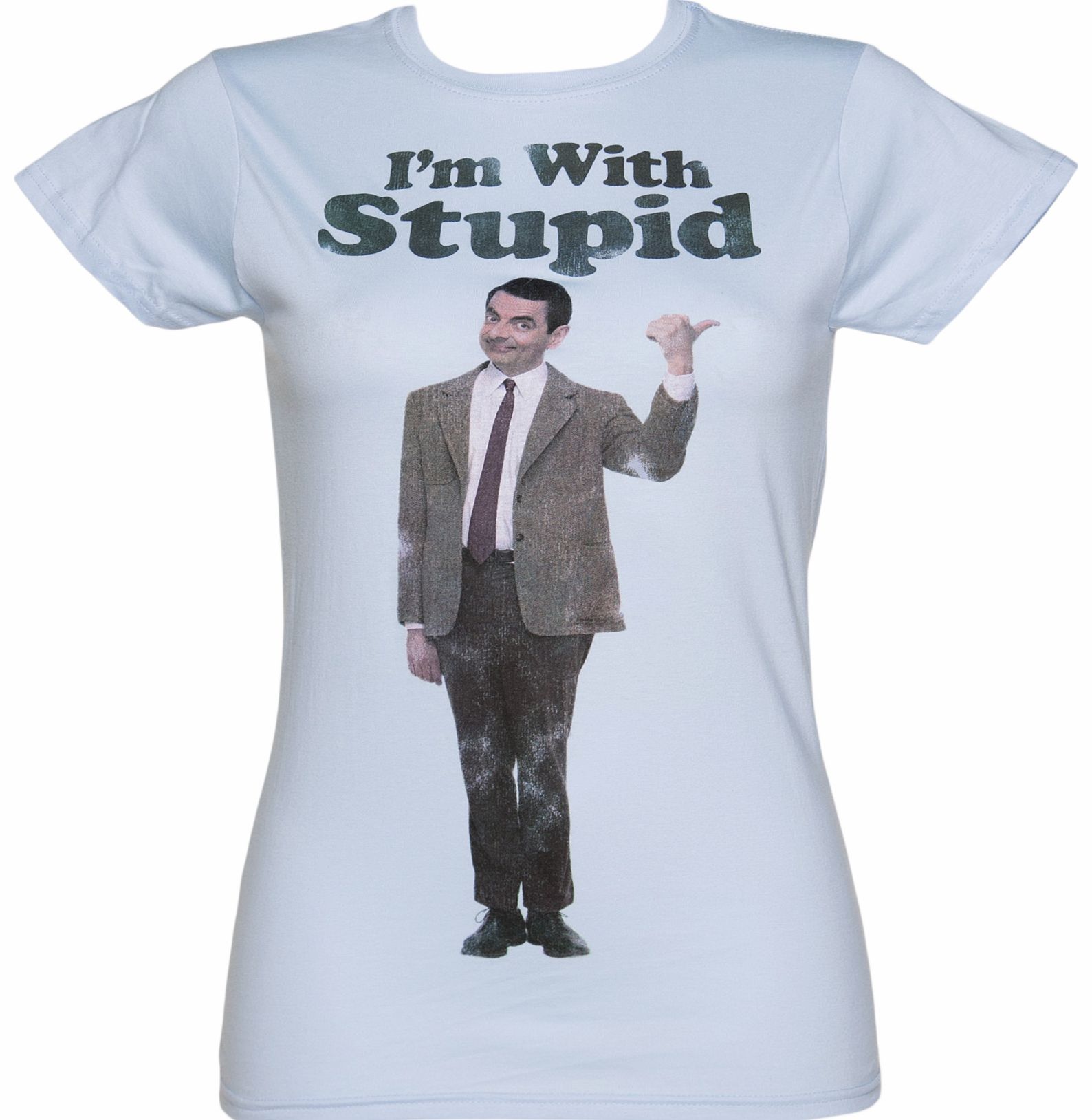 Ladies Mr Bean Im With Stupid T-Shirt