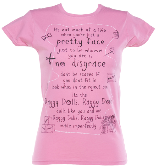 Ladies Pink Raggy Dolls Theme Tune T-Shirt