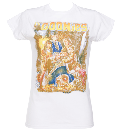 Ladies White Goonies Movie Poster T-Shirt