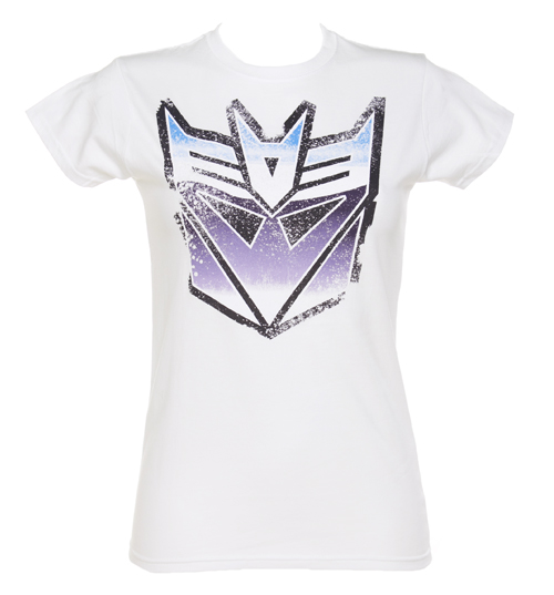 Ladies White Transformers Decepticon T-Shirt