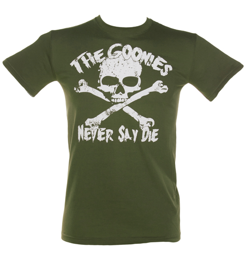 Mens Khaki Goonies Never Say Die T-Shirt