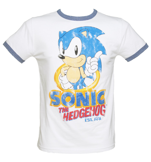 Mens Sonic The Hedgehog Vintage Ringer