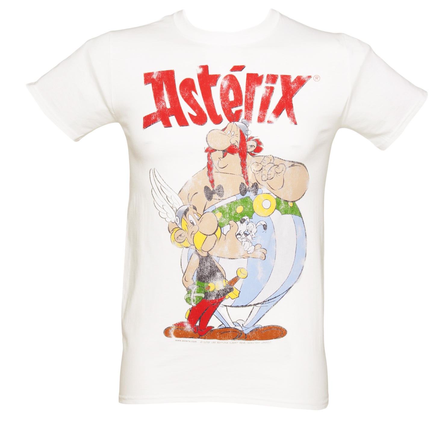 Mens White Asterix and Obelix Vintage T-Shirt