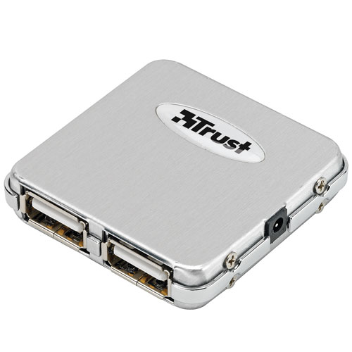 4 Port Mini USB Hub - Silver