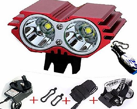 Trust Power 2 Cree XML U2 5000LM LED Bicycle Bike Lights Front Mounted Headband Rechargeable Headlight Headlampe with 4 pcs 18650 battery packing