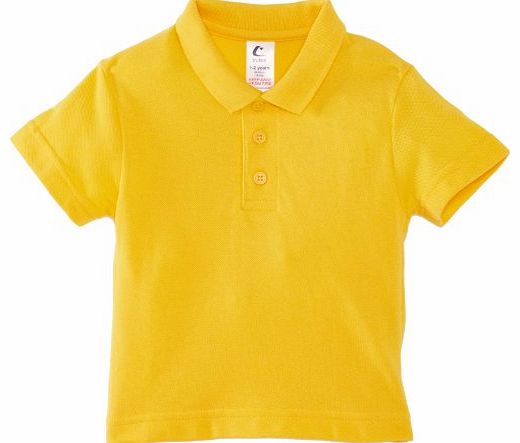 Boys Short Sleeve Plain Polo Shirt, Yellow, 7-8 Years (Manufacturer Size: 23-25`` Chest)