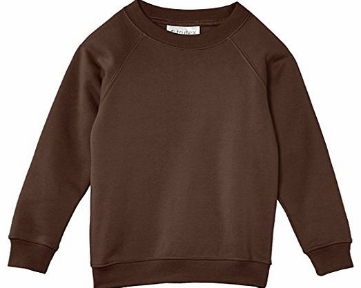 Trutex Limited Unisex Crew Neck Plain Sweatshirt, Brown, 9-10 Years (Manufacturer Size: 25-27`` Chest)