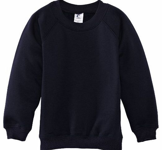 Unisex Crew Neck Plain Sweatshirt, Navy, 9-10 Years (Manufacturer Size: 25-27`` Chest)