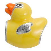 Cutie Sterling Silver Yellow Enamel Duck