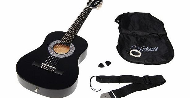  5276 Childrens Half-Size Acoustic Guitar for 6 - 9 Year Olds with Guitar Bag / Strap / Spare Strings Black
