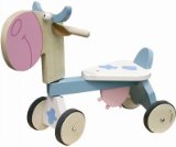 TT Toys Baby Activity Wooden Ride on Toy - Blue and White Cow Rider