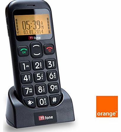 TTfone Jupiter Prepay Big Button Easy Senior Mobile Phone SOS Panic Button (Orange Pay as you go)