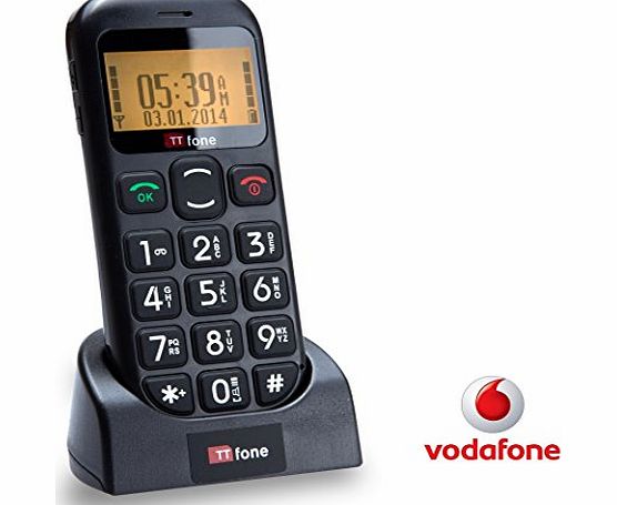 Jupiter Vodafone Pay As You Go Big Button Easy Senior Mobile Phone with SOS Panic Button and Large Display