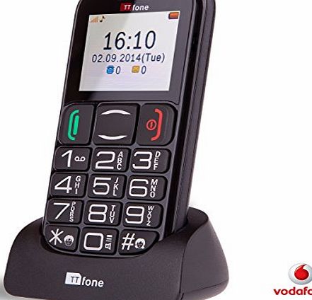 TTfone Mercury 2 (TT200) Pay As You Go - Prepay - PAYG - Big Button Basic Senior Mobile Phone - Simple - with Dock (Orange Pay as you go, Black)