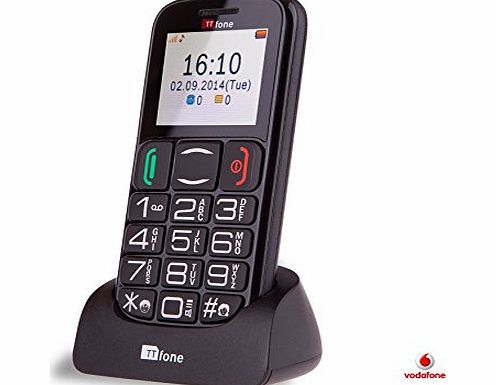 TTfone Mercury 2 (TT200) Vodafone Pay As You Go - Prepay - PAYG - Big Button Basic Senior Mobile Phone - Simple - with Dock - Black