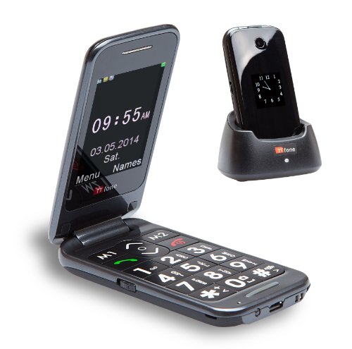 TTfone Venus 2 - Big Button Flip Mobile Phone Dual Screen Bluetooth Camera SOS Button Sim Free Black
