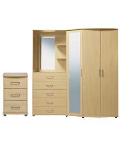 Turin Fitment Mirrored Wardrobe Package - Maple